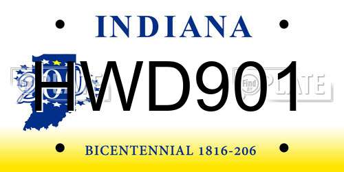 HWD901 Indiana License Plate