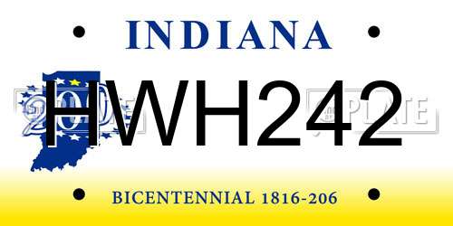 HWH242 Indiana License Plate