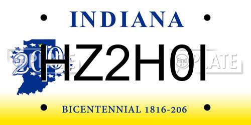 HZ2H0I Indiana License Plate