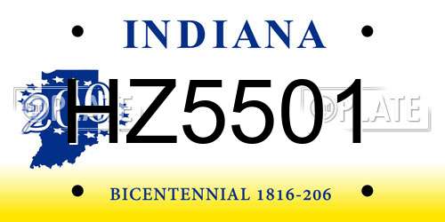 HZ5501 Indiana License Plate