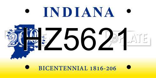 HZ5621 Indiana License Plate