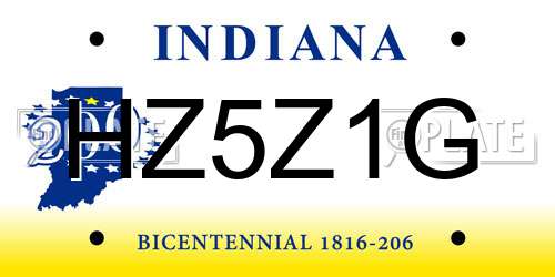 HZ5Z1G Indiana License Plate
