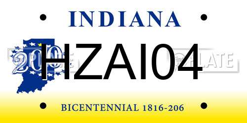HZAI04 Indiana License Plate