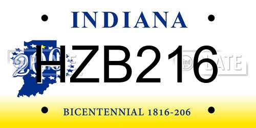 HZB216 Indiana License Plate