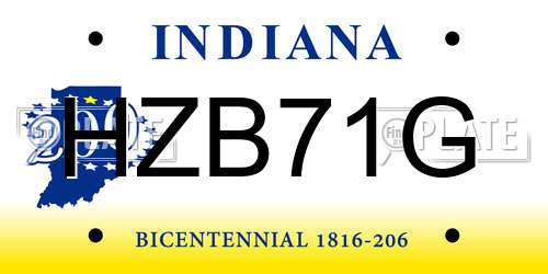 HZB71G Indiana License Plate