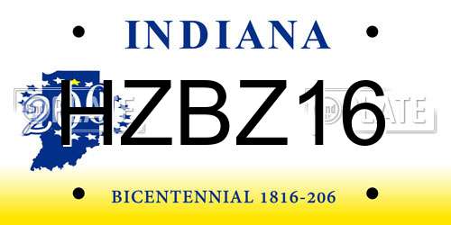 HZBZ16 Indiana License Plate