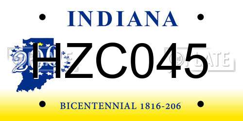 HZC045 Indiana License Plate