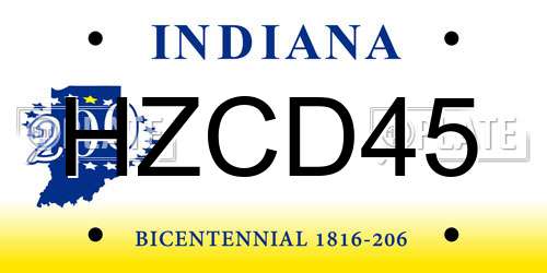 HZCD45 Indiana License Plate