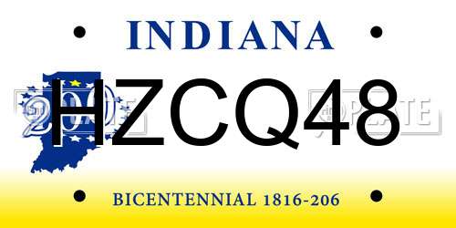 HZCQ48 Indiana License Plate