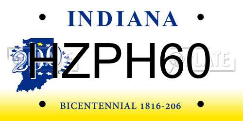 HZPH60 Indiana License Plate
