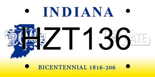 HZT136 Indiana License Plate