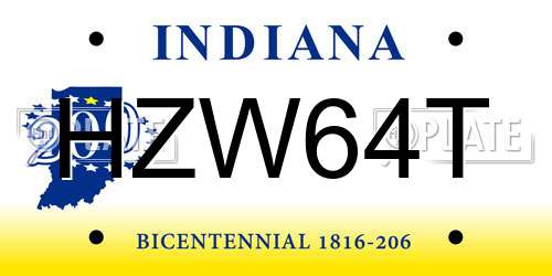 HZW64T Indiana License Plate