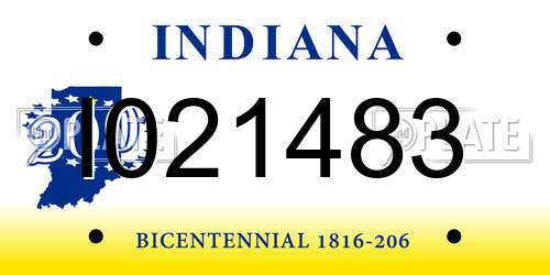 I021483 Indiana License Plate