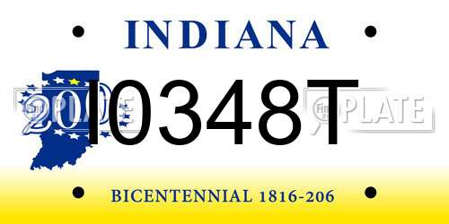 I0348T Indiana License Plate