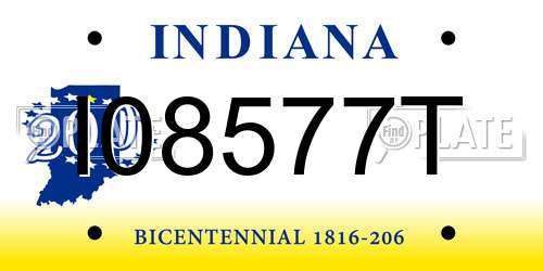 I08577T Indiana License Plate