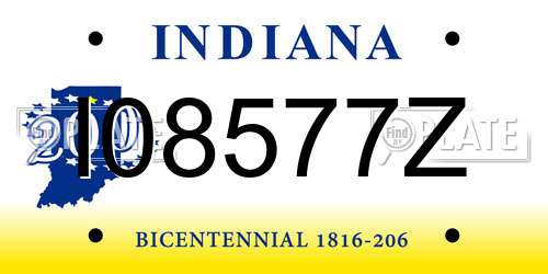 I08577Z Indiana License Plate