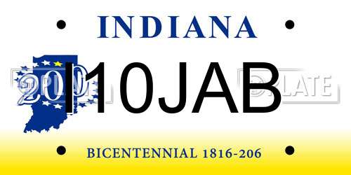 I10JAB Indiana License Plate