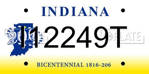 I12249T Indiana License Plate