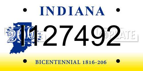 I127492 Indiana License Plate