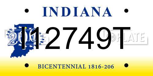 I12749T Indiana License Plate
