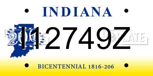 I12749Z Indiana License Plate