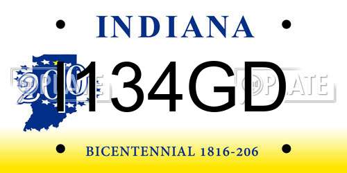 I134GD Indiana License Plate