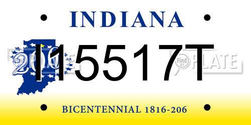 I15517T Indiana License Plate