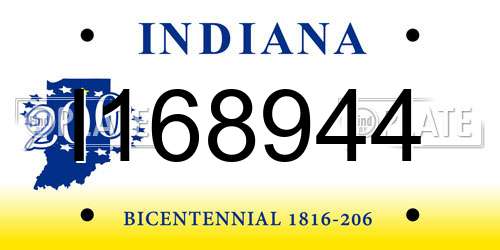 I168944 Indiana License Plate