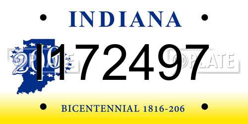 I172497 Indiana License Plate