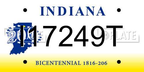 I17249T Indiana License Plate