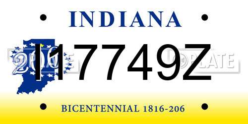 I17749Z Indiana License Plate