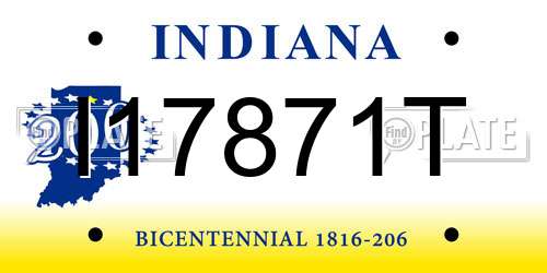 I17871T Indiana License Plate