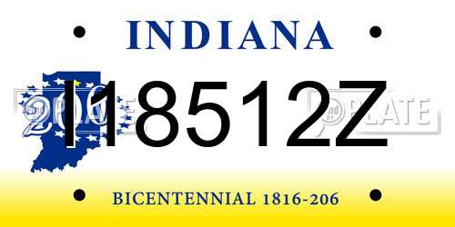 I18512Z Indiana License Plate