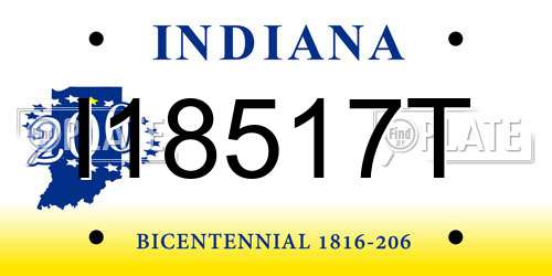 I18517T Indiana License Plate