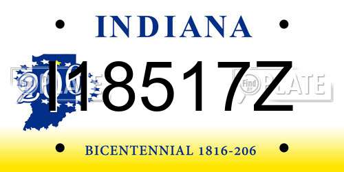 I18517Z Indiana License Plate
