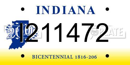 I211472 Indiana License Plate