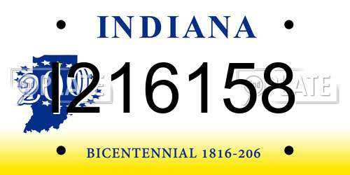 I216158 Indiana License Plate