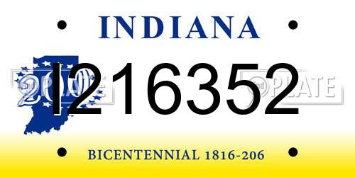 I216352 Indiana License Plate