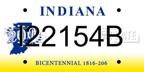 I22154B Indiana License Plate
