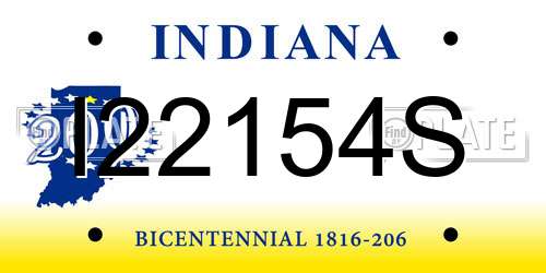 I22154S Indiana License Plate