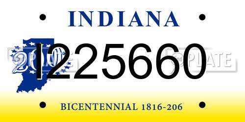 I225660 Indiana License Plate