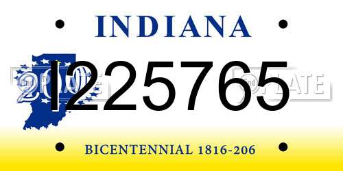 I225765 Indiana License Plate
