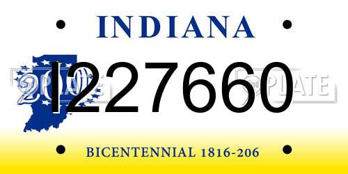 I227660 Indiana License Plate