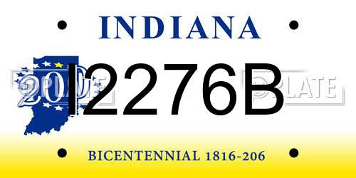 I2276B Indiana License Plate