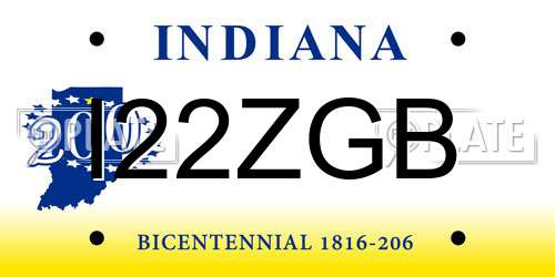I22ZGB Indiana License Plate