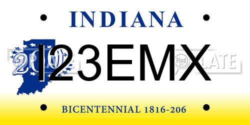 I23EMX Indiana License Plate