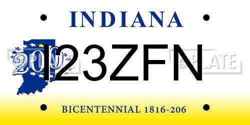 I23ZFN Indiana License Plate