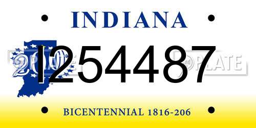 I254487 Indiana License Plate