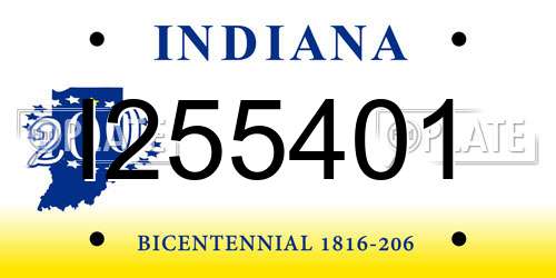 I255401 Indiana License Plate