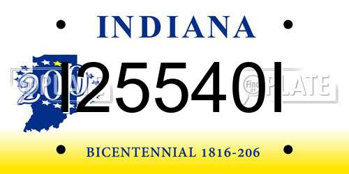 I25540I Indiana License Plate